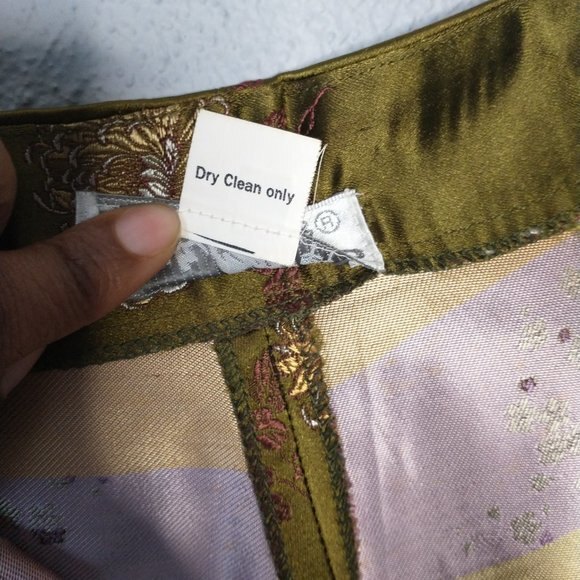 Vintage Olive Floral Embroidered Trousers Women’s Size 6 Side-Zip Rayon - Picture 3 of 9